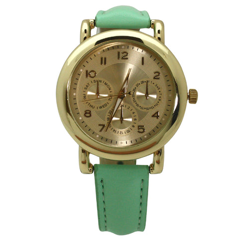 Olivia Pratt Bold Case Gold Accented Leather Strap Watch