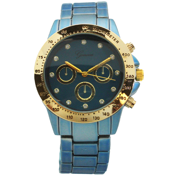 Olivia Pratt Solid Color Metallic Three Dial Women Watch