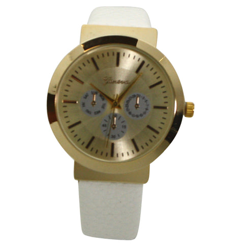 Olivia Pratt Calendar Dial Gold Accented Leather Strap Watch