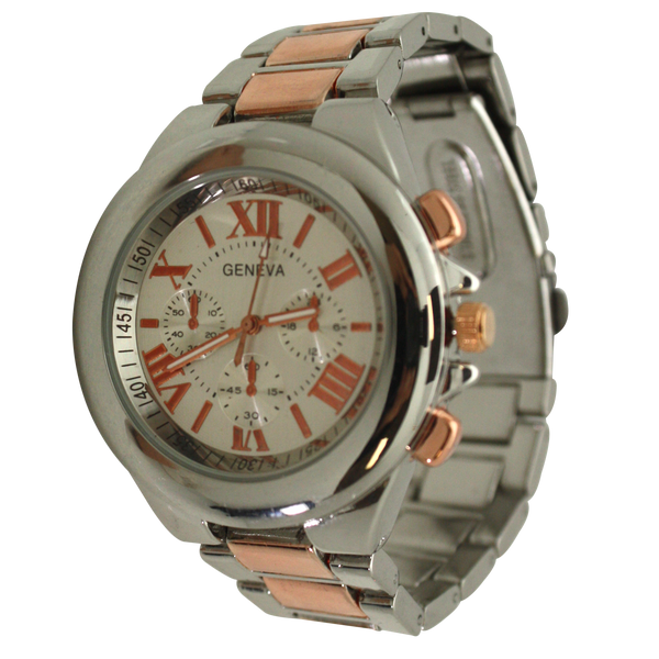 OLIVIA PRATT BOLD BEZEL 3-DIAL METAL WATCH