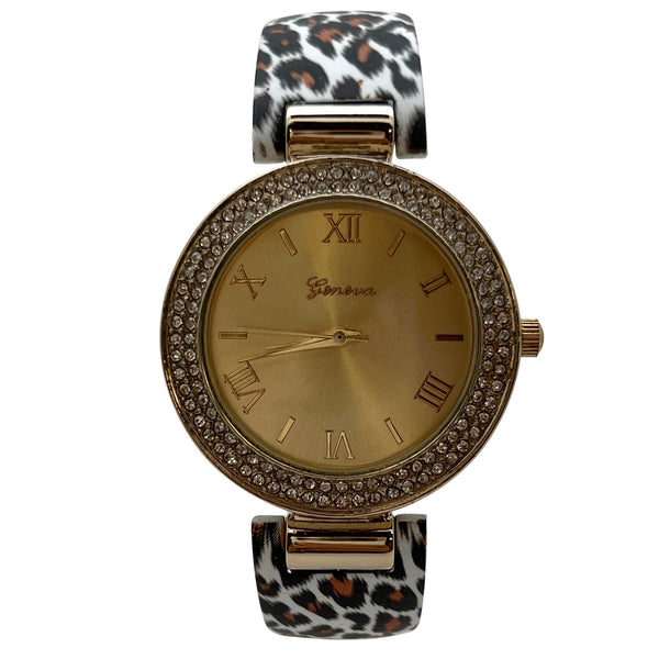 Olivia Pratt Printed Soft Band Bangle Women Watch