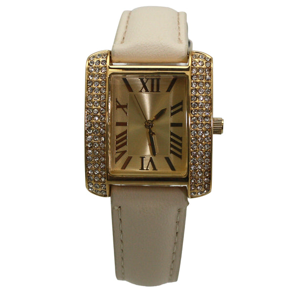 Olivia Pratt Soft Band Faux Leather and Rhinestones Women Watch