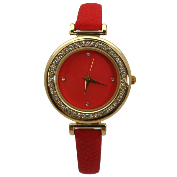 Olivia Pratt Soft Leather Solid Colors and Rhinestones Women Watch