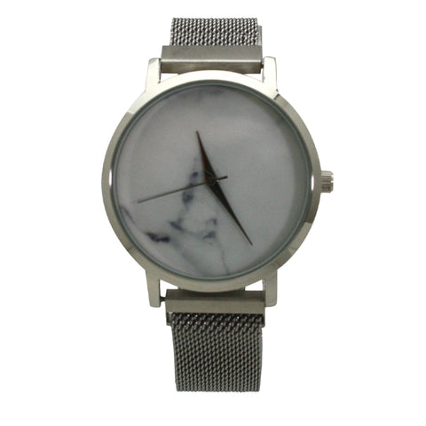 Olivia Pratt Mesh Fashion Watch With Marble Face and Magnetic Closure
