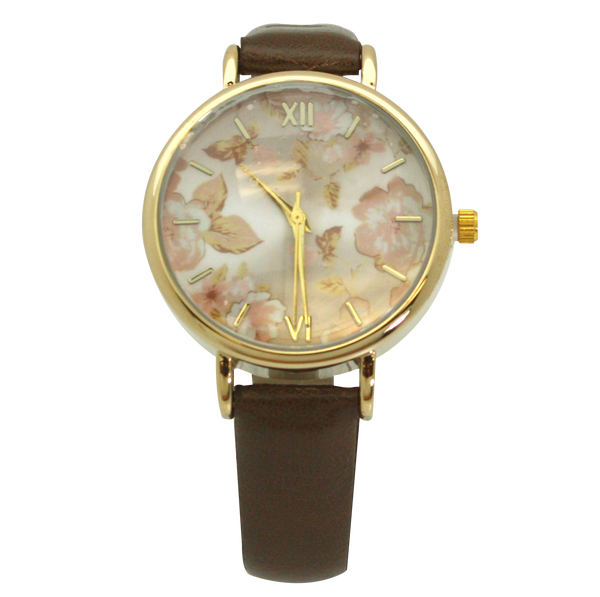 OLIVIA PRATT PETITE LEATHER VINTAGE ROSES WATCH