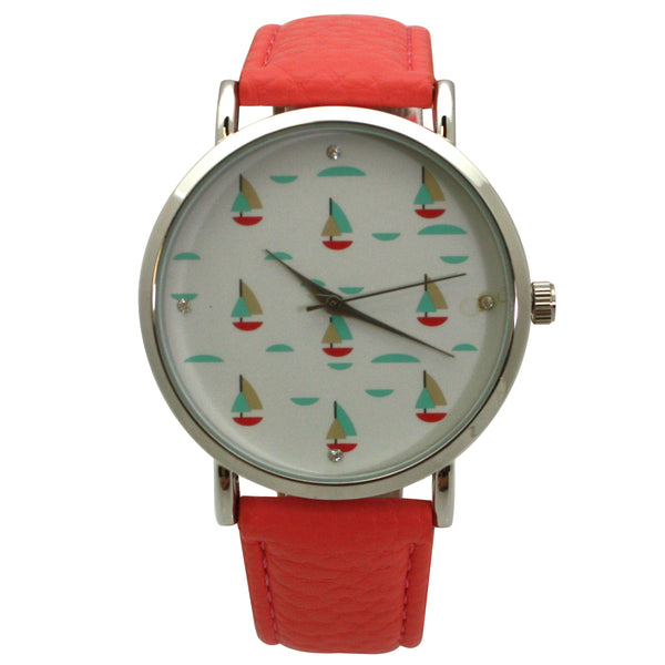 Olivia Pratt Soft Band Sailing Boats Dial Women Watch