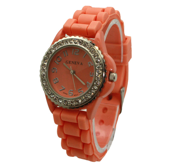 Olivia Pratt Every Day Thin Band Silicone and Rhinestones Colorful Women Watch