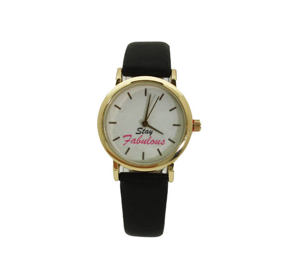 OLIVIA PRATT STAY FABULOUS LEATHER STRAP WATCH