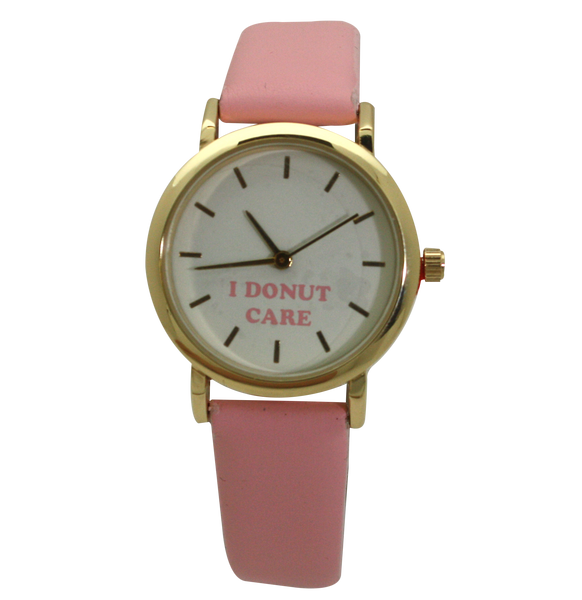 OLIVIA PRATT I DONUT CARE PINK LEATHER STRAP WATCH