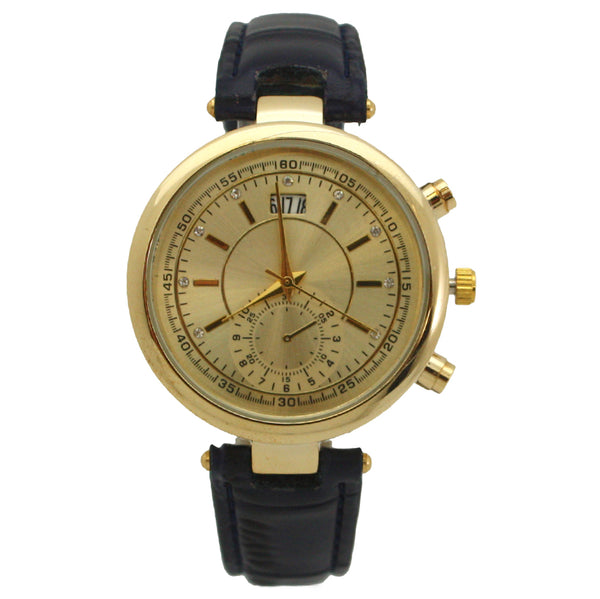OLIVIA PRATT MULTICOLORED GOLD FACE LEATHER STRAP WATCH