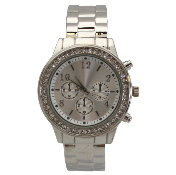 OLIVIA PRATT RHINESTONE BEZEL CHRONOGRAPH BANGLE WATCH