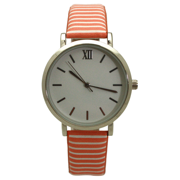 Olivia Pratt Stripped Pastel Colors Faux Leather Women Watch