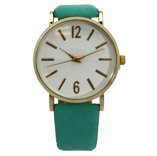 OLIVIA PRATT GOLDTONE MINIMALIST LEATHER STRAP WATCH
