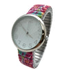 Olivia Pratt Big Dial Easy Reader Watch Printed Elastic Stretch Band Wristwatch Women Watch