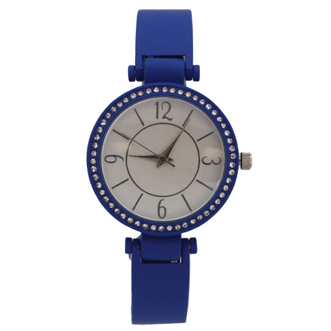 OLIVIA PRATT SOLID COLORS AND RHINESTONE DETAILS BANGLE WATCH