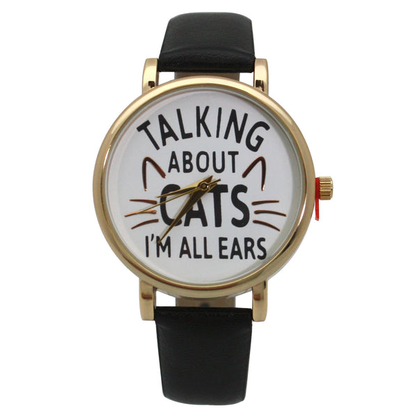OLIVIA PRATT TALKING ABOUT CATS LEATHER STRAP WATCH