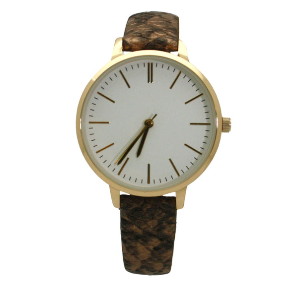 Olivia Pratt Snake Print Leather Strap Watch