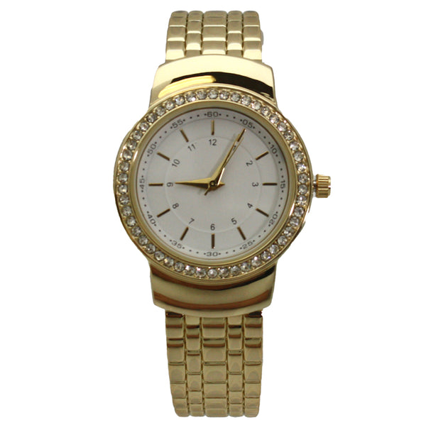 OLIVIA PRATT TEXTURED AND RHINESTONE DETAL BANGLE WATCH