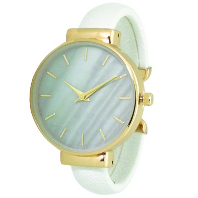 Olivia Pratt Leather Bangle Fashion Watch With Gradient Face