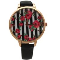 Olivia Pratt Leather Rose Face Strap Fashion Watch