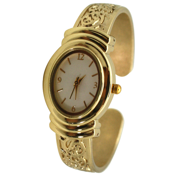 Olivia Pratt Textured Oval Face Bangle Women Watch
