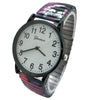 Olivia Pratt Big Dial Easy Reader Watch Abstract Elastic Stretch Band Wristwatch Women Watch