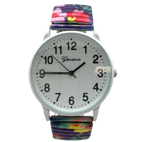 Olivia Pratt Big Dial Easy Reader Watch Abstract Elastic Stretch Band Wristwatch Women Watch Olivia Pratt Big Dial Easy Reader Watch Abstract Elastic Stretch Band Wristwatch Women Watch