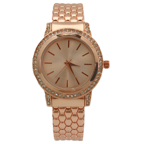 OLIVIA PRATT SOLID AND RHINESTONES BANGLE WATCH