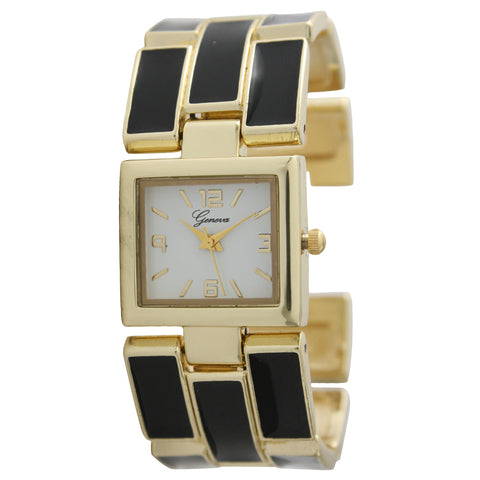 Olivia Pratt Brick-Style Metal Bangle Watch