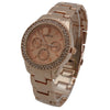 OLIVIA PRATT RHINESTONE BEZEL 3-DIAL METAL WATCH