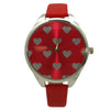 Olivia Pratt Heart Print Face Leather Strap Watch