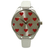 Olivia Pratt Heart Print Face Leather Strap Watch