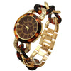 Olivia Pratt Gold and Rhinestones Chain Tortoise Strap Women Watch