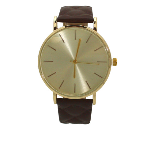 Olivia Pratt Quilted Detail Leather Strap Watch