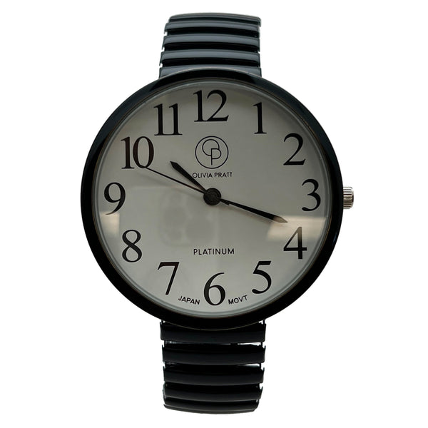 Olivia Pratt Stretch Band Big Face Shiny Colors Women Watch