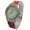 OLIVIA PRATT FLOWERS PRINTED SILCONE STRAP WATCH