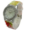 OLIVIA PRATT FLOWERS PRINTED SILCONE STRAP WATCH