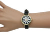 Olivia Pratt Large Flower Face Skinny Leather Strap Watch