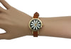 Olivia Pratt Large Flower Face Skinny Leather Strap Watch