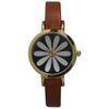 Olivia Pratt Large Flower Face Skinny Leather Strap Watch