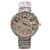 Olivia Pratt Big Dial Easy Reader Watch Floral Elastic Stretch Band Wristwatch Women Watch