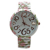 Olivia Pratt Big Dial Easy Reader Watch Floral Elastic Stretch Band Wristwatch Women Watch