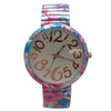 Olivia Pratt Big Dial Easy Reader Watch Floral Elastic Stretch Band Wristwatch Women Watch