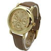 Olivia Pratt Bold Case Gold Accented Leather Strap Watch