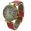 OLIVIA PRATT QUILTED AND GOLD LEATHER STRAP WATCH