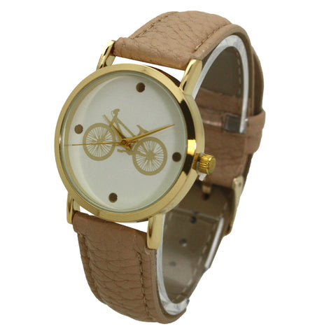 OLIVIA PRATT BICYCLE FACE LEATHER STRAP WATCH