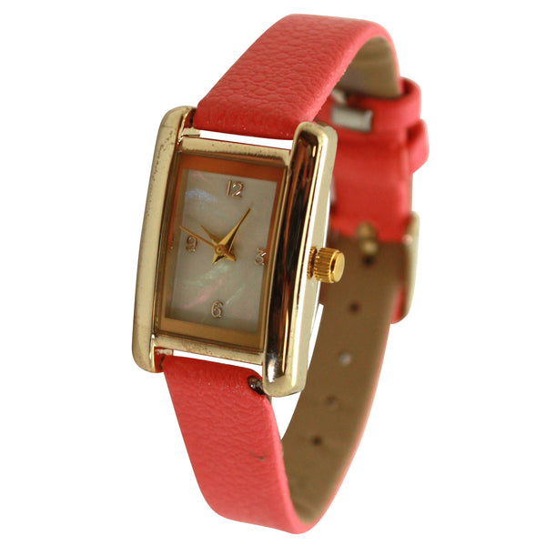 Olivia Pratt Thin Gold Square Face Solid Faux Leather Women Watch