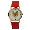 OLIVIA PRATT FOX FACE LEATHER STRAP WATCH