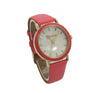 Olivia Pratt Colored Case Pearl Dial Leather Strap Watch