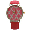 OLIVIA PRATT GEOMETRIC PATTERN LEATHER STRAP WATCH